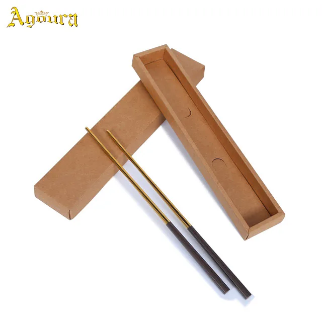High Quality and Best Selling Single Pair Chopstick Kraft Paper Box Rigid Cover Packaging Box Customized Tableware Chopstick Box