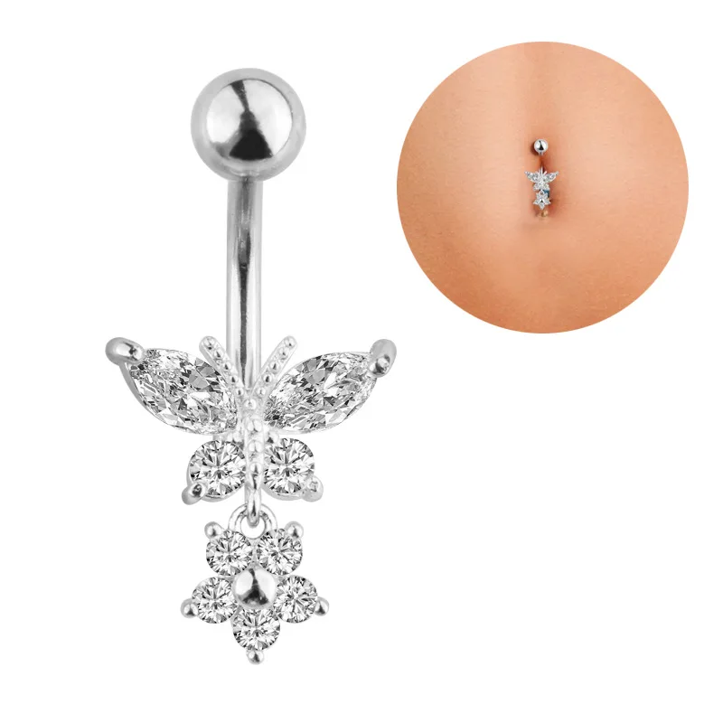 Piercing Stainless Steel Navel Ring - Temu