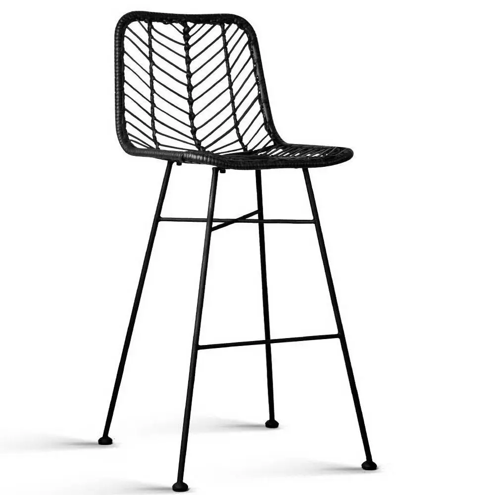 104cm High Outdoor Bar Stool Rattan Pe Wicker For Garden Patio Cafe In Black Buy Pe Rattan Bar Chair