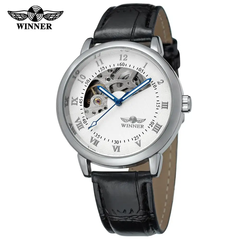 Luxury Gold Skeleton Leather Automatic Watch