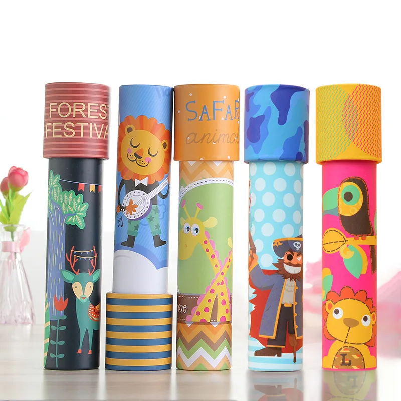 Оптовая настраиваемые мини-детские развивающие визуальное игрушки открытый бумаги калейдоскоп продажи