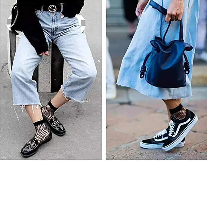 Женские кружевные сетчатые прозрачные носки до щиколотки