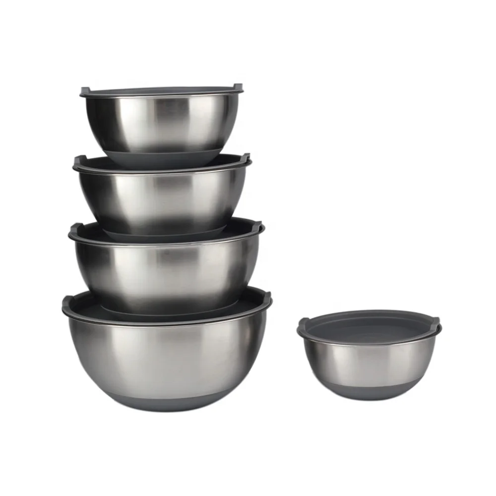 large stainless steel mixing bowl with lid