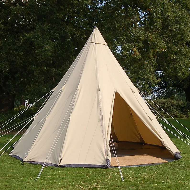 Outdoor Man Pyramid Canvas Tipi Tent Camping Waterproof Shelter