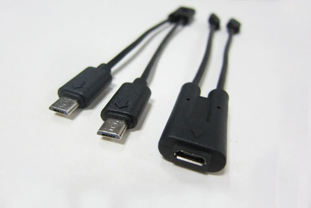 Customized Y Type Micro USB Female 1 to 2 Micro USB Male Splitter Extension Charger Cable