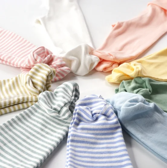 Горячая Распродажа новорожденный feeted хлопковые брюки в полоску с принтами синего цвета и розового цветов для маленьких мальчиков девочек nightsleep одежда