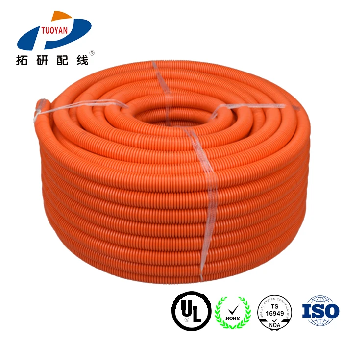 PA NP UFW two models oil and corrosion resistant flame retardant various color corrugated tube factory