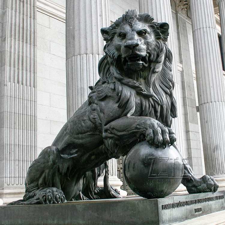 Garden Patio Park Ornament Large Size Cast Bronze lion Statue Sculpture for Sale