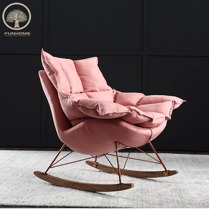 velvet pink rocking chair