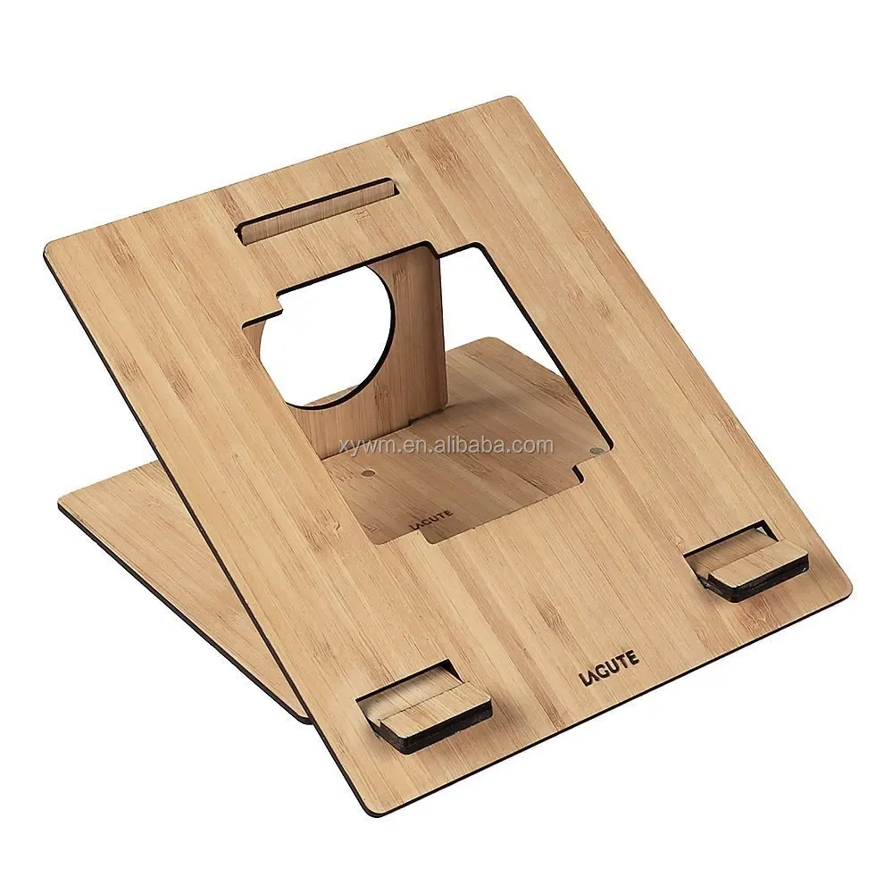 Bamboo Laptop Stand for Desk, Portable Stand for Notebook Pad Macbook Pro
