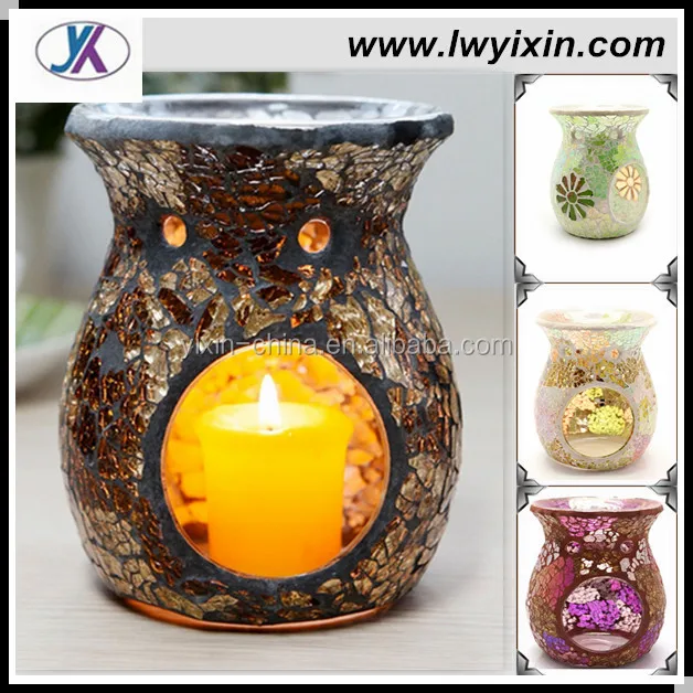 Handicraft Stained Glass Mosaic Tea Light Oil Burner Wax Melt Candle
