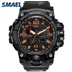SMAEL камуфляж 1545MC водонепроницаемый ударопрочный военные часы светодиодные светильники с двумя часовыми поясами наручные часы