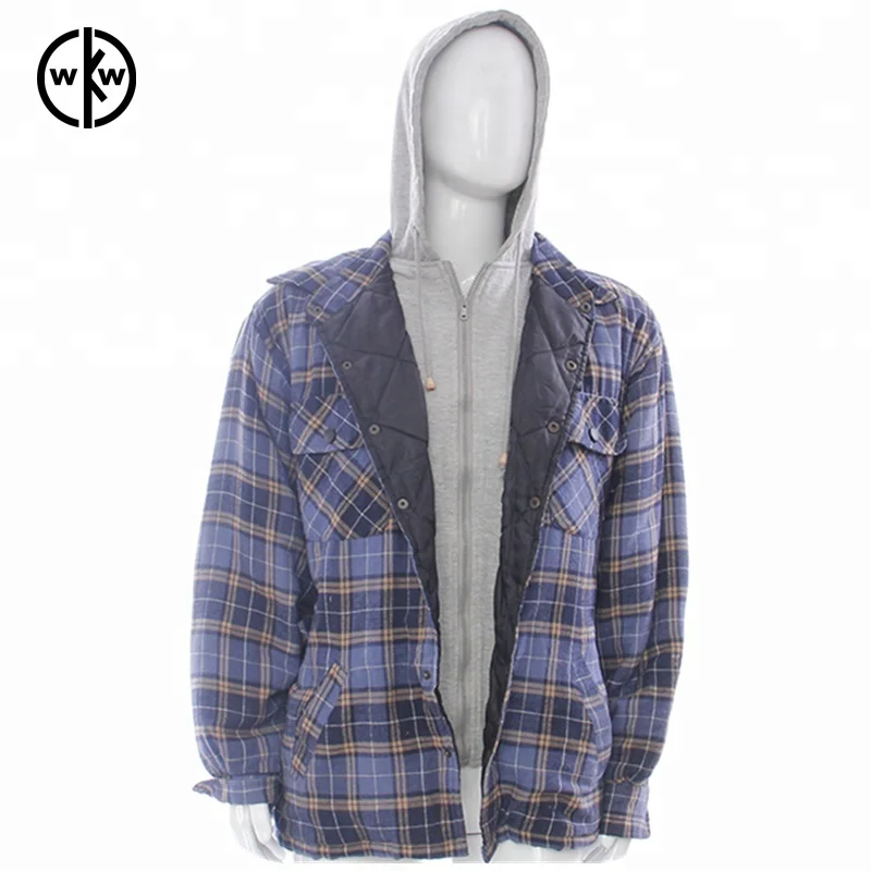 checked shirt with moletom com capuz