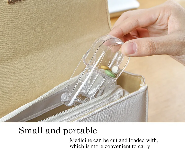 Хит продаж, портативный экологически чистый пластиковый резак для таблеток с контейнером для таблеток