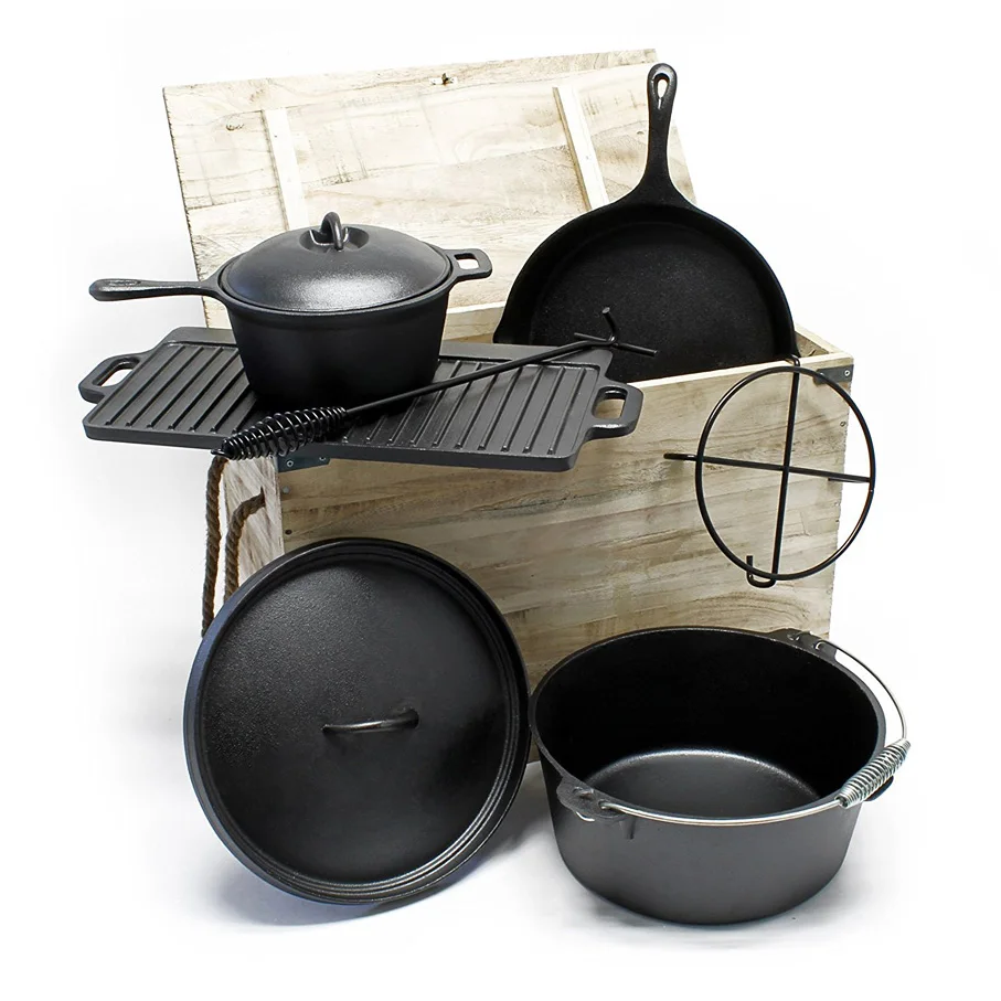 Cast Iron Camping Oven Set 7PCS Dutch Oven Cooking Set with Skillet Pot Pan  Griddle Stand Lid Lifter - China Dutch Oven and Oven price