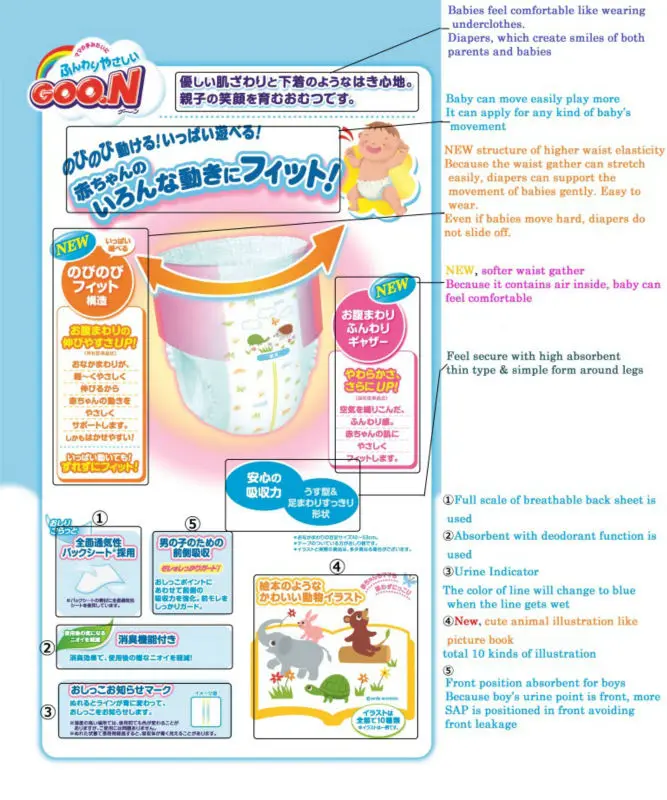 Made In Japan Baby Diapers Goo.n Msize Pants 60pieces/pack Pampers