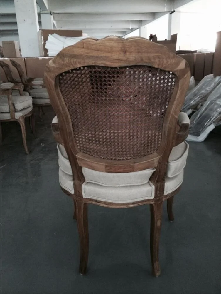 Европейский стиль столовая Античная резная деревянная королевская ткань обеденный стул