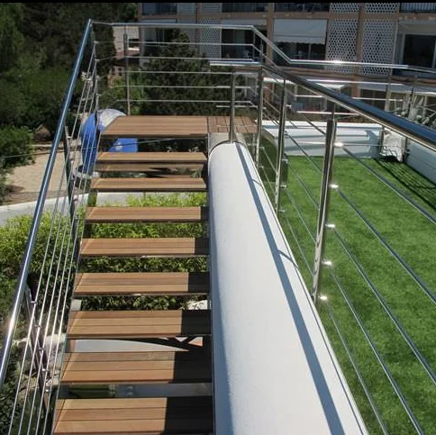 Outside Modern Staircase Open Riser Solid Wood Stair