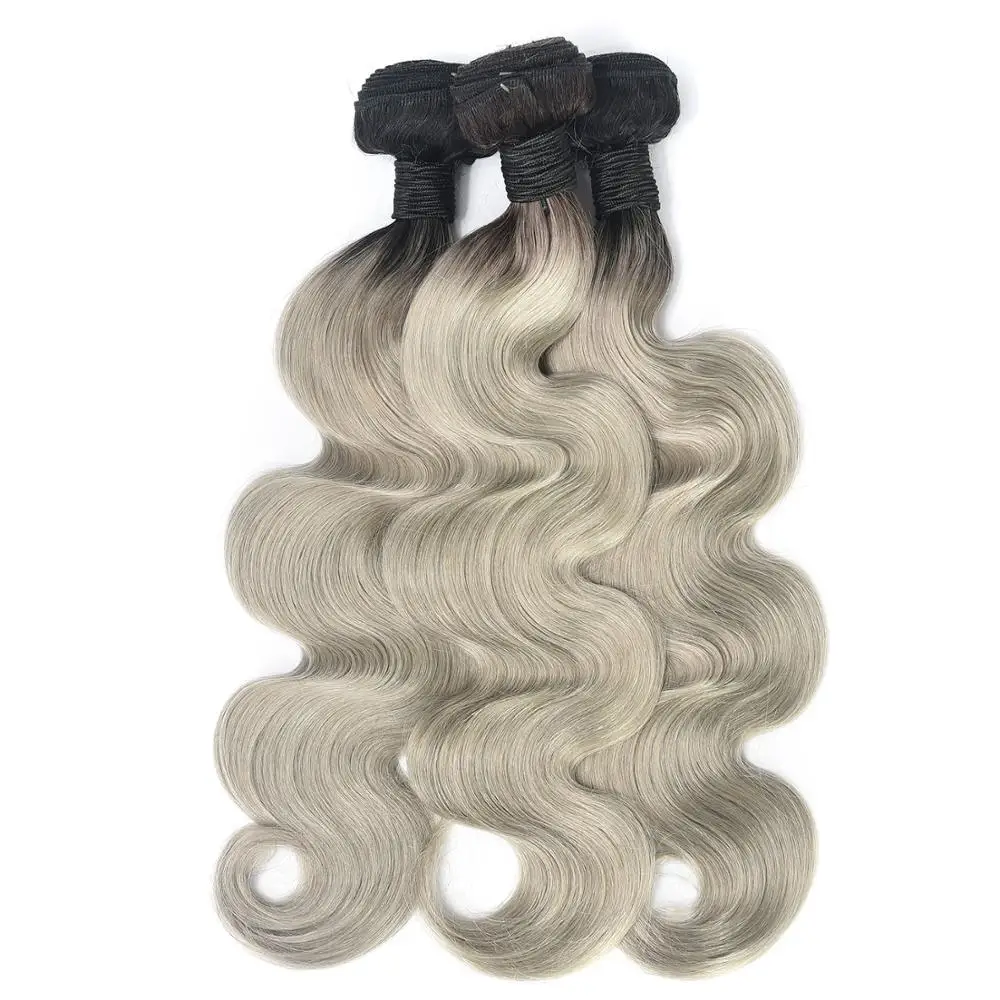 2024 China Factory Wholesale Ombre Color 10A Brazilian Hair Bundles 1B/Grey Body Wave High Quality Unprocessed Virgin Human Hair