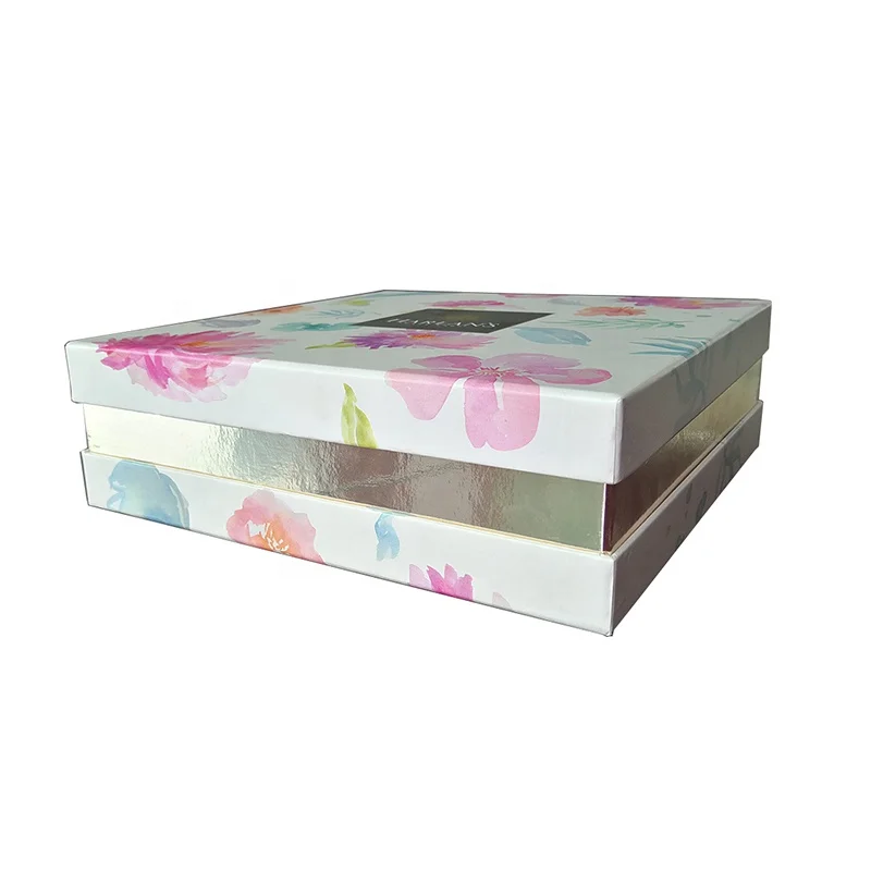 Custom square Lid and Base Paper Rigid Cardboard Box with Paper Dividers for Gift Packaging