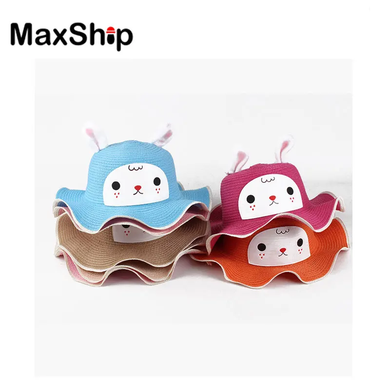 Новый стиль, детские шапки, мягкая бумажная Соломенная Шапка с ушками кролика