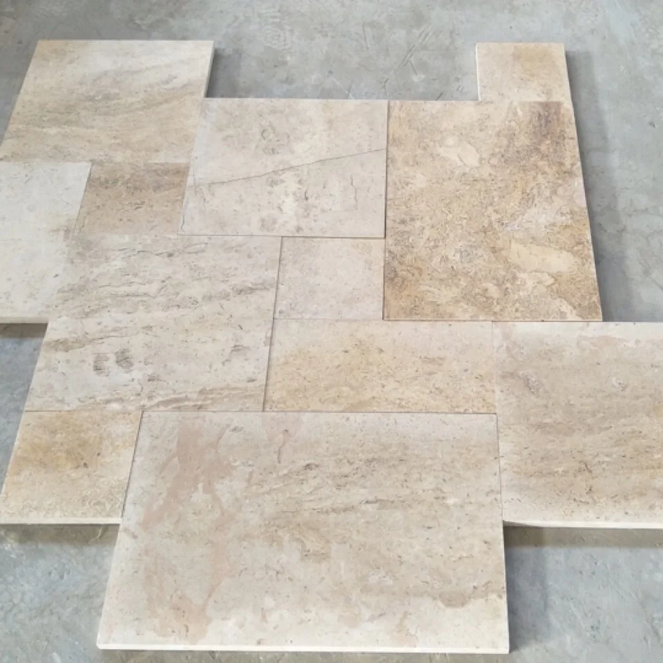 French Pattern Sets Golden Travertine Tiles