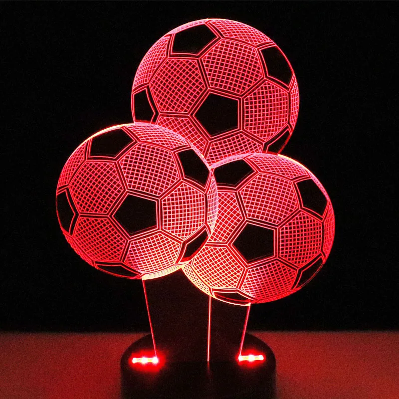 3D LED Night Light Multiple Football Soccer With 7 Color Acrylic Light Home Decoration Lamp Amazing Visual Optical Lights