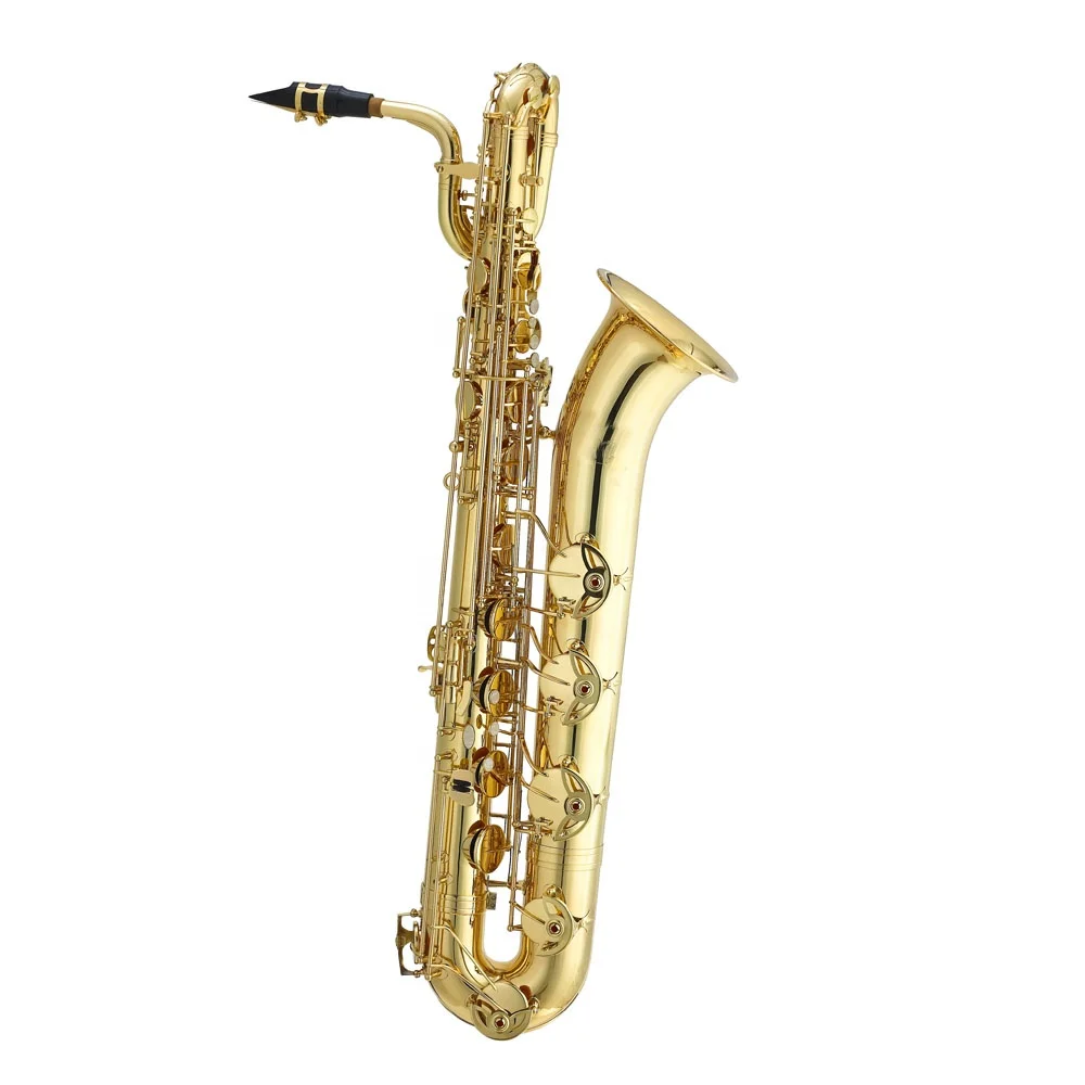 high grade baritone saxophone,gold lacquer,with carrying wheel