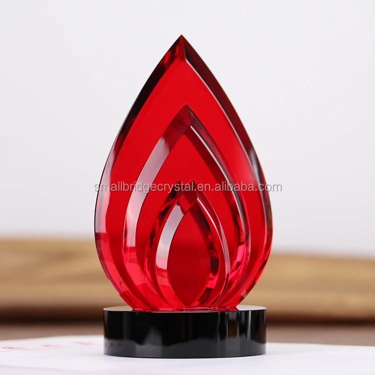 Wholesale New Design K9 Red Flame Crystal Trophy