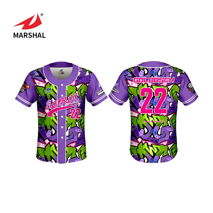 Purple Fashion Men Custom Sublimate Sports Training Baseball Shirt Buttoned Baseball  Jersey - Buy Maillot De Baseball Product on 
