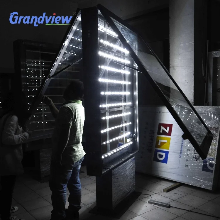 Алюминиевый профиль Внешняя рамка закаленное стекло панель прокрутка стенд Лайтбокс
