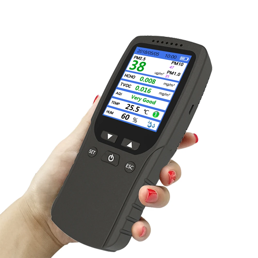 16-in-1 Indoor Air Quality Monitor – Detects PM2.5, CO2, Formaldehyde, TVOC, Temp & Humidity