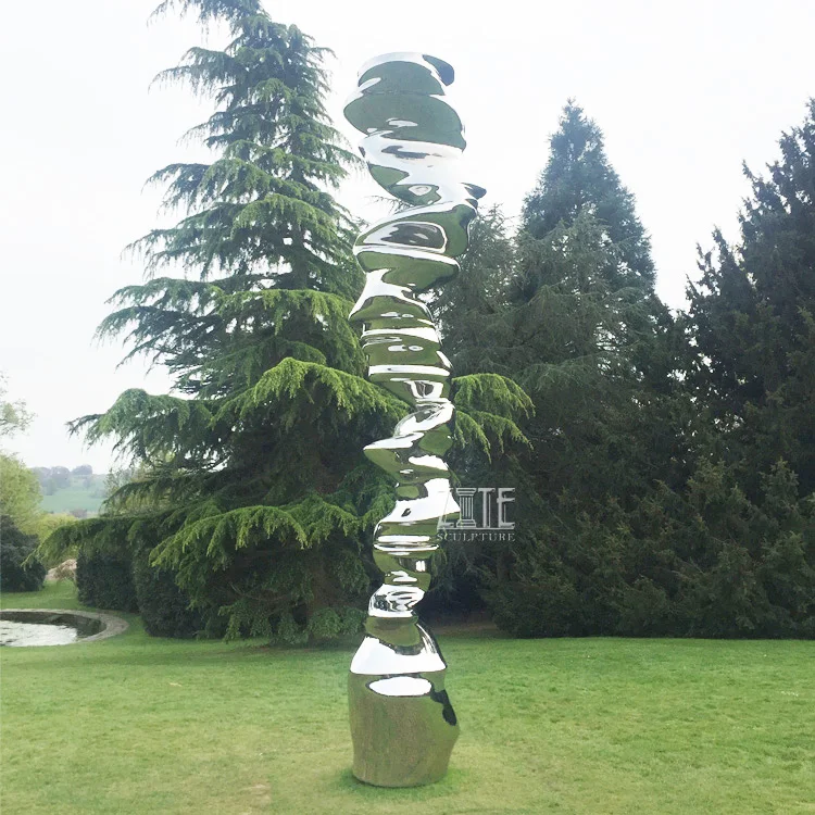 Art Large Abstract Metal Wind Cyclone Statue Stainless Steel Tornado Sculpture by the Sea