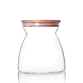 Home Basics NEW Clear Glass Storage Canister Pasta Jar Food Airtight Closure Tealeaf Jar Snacks Bottle bamboo Lids,Candy Tray