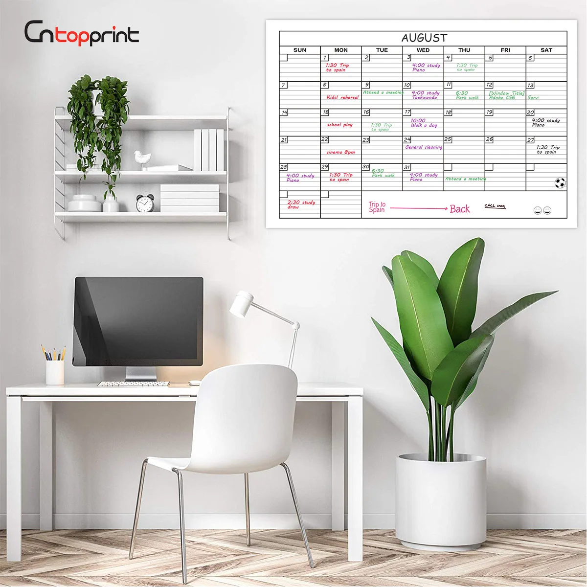 Гигантский Большой чистый многоразовый одномесячный сухий стираемый ламинированный ежемесячный настенный календарь