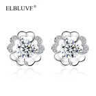 ELBLUVF 925 Silver Plated Copper Alloy Jewelry Flower Design Zircon Simple Personality Earrings Fresh Flower Jewelry
