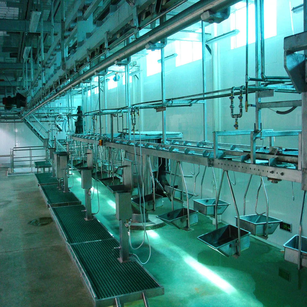 Sheep and goat slaughtering line equipped with meat deboning equipment