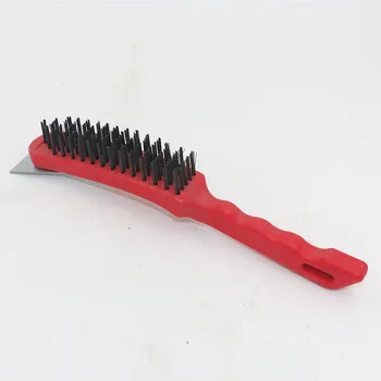 Red Plastic Handle Steel Wire Brush Carbon Steel Wire Brush