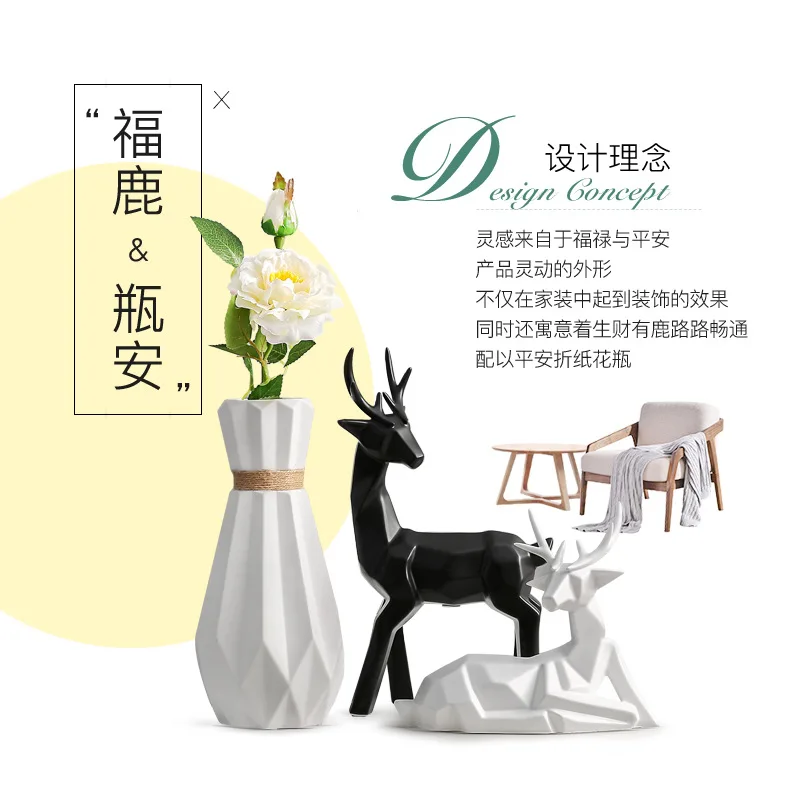 Aphacatop набор из 3 штук керамический олень статус ваза для цветов светодиодные фонари дома и сада Рождественский