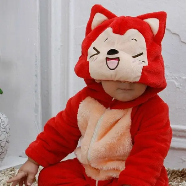 
 Красная лиса ребенок KIGU малыша шерсти животных новорожденный пижамы пижамы костюм Onesie  