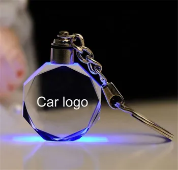 Cheap wholesale crystal key ring Custom led light car logo crystal keychain for 4s shop giveaways