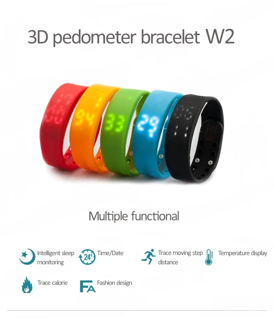 Rechargeable USB Charging Watch 3d Pedometer Wristwatch for Men and Women