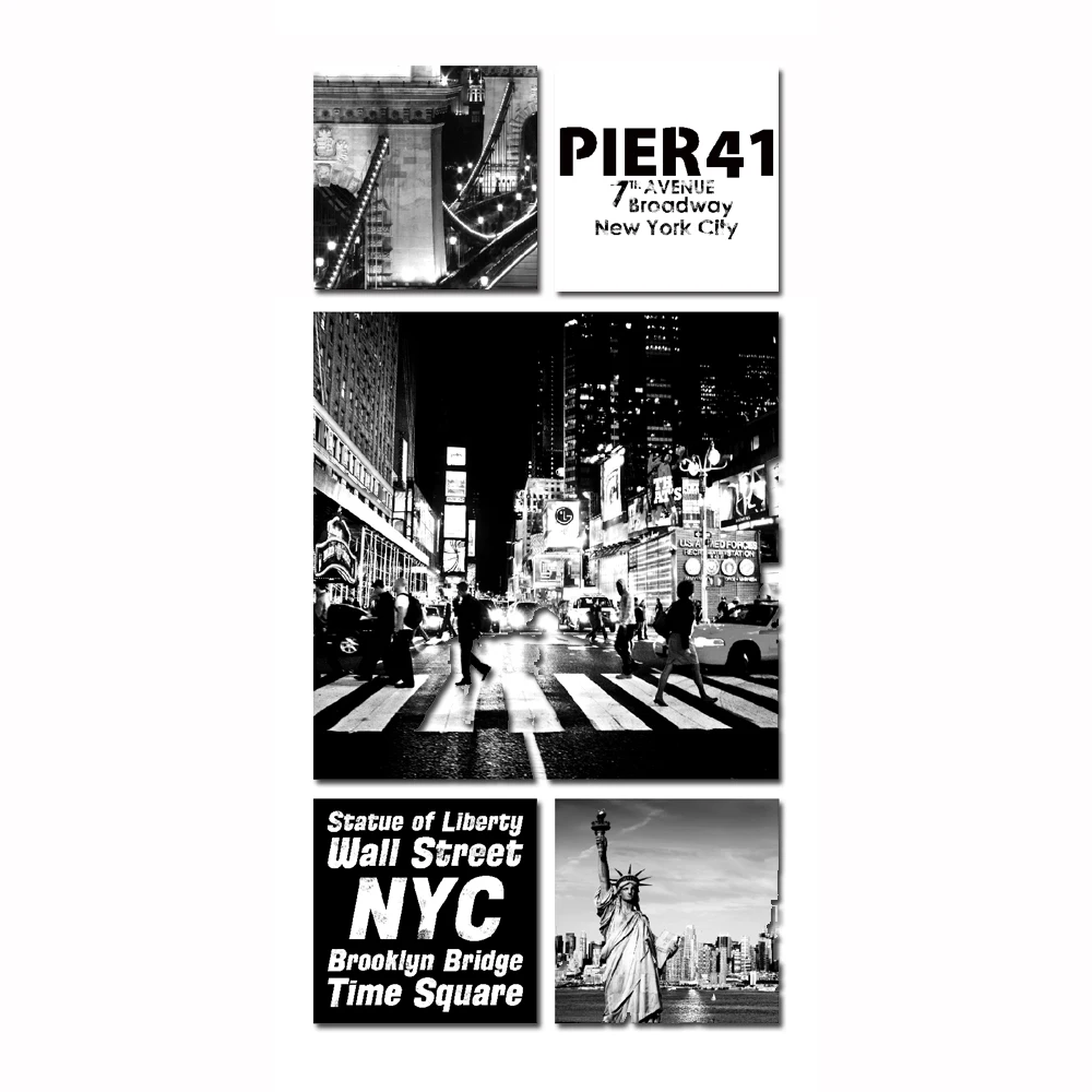Noir Blanc Toile Impression New York Scene De Nuit 5 Panneau Toile Art Mural Buy Impression Sur Toile Art Mural En Toile A 5 Panneaux Art Mural Product On Alibaba Com