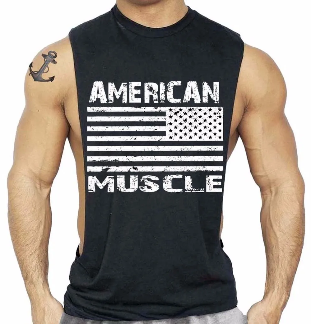 Source mens tank top gym american muscle singlet sleeveless cotton