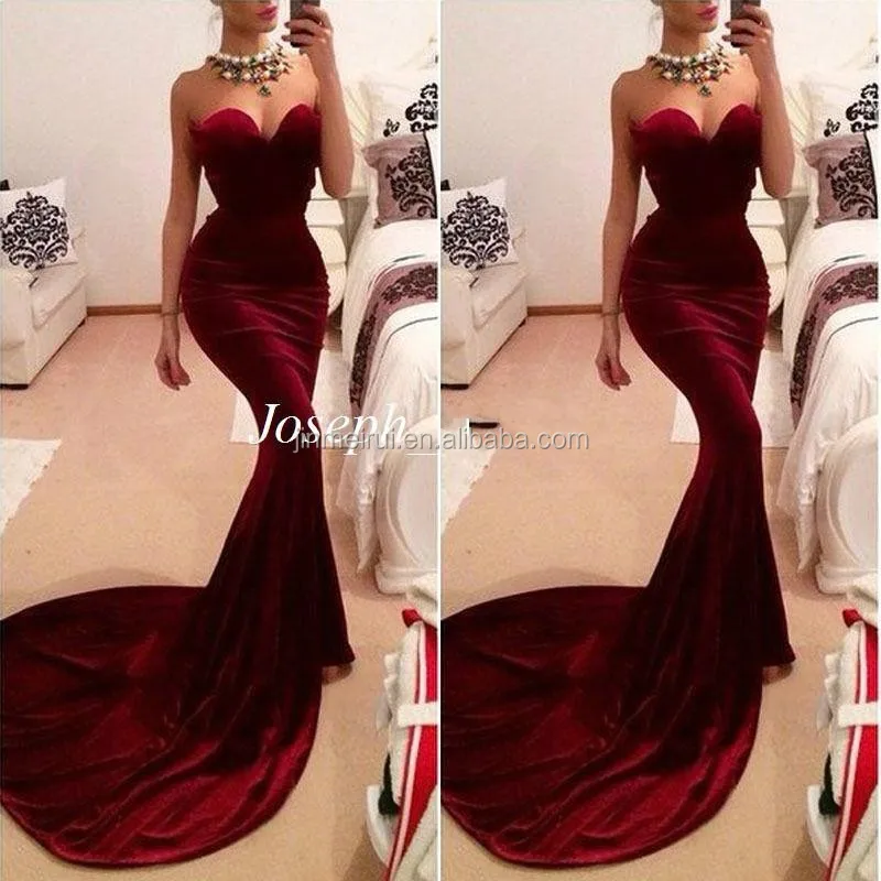 red velvet strapless dress