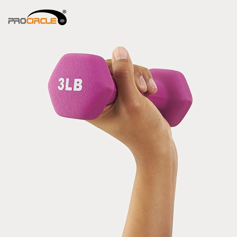 Custom ProCircle Neoprene Coated Ladies Adjustable Hex Dumbbell Set