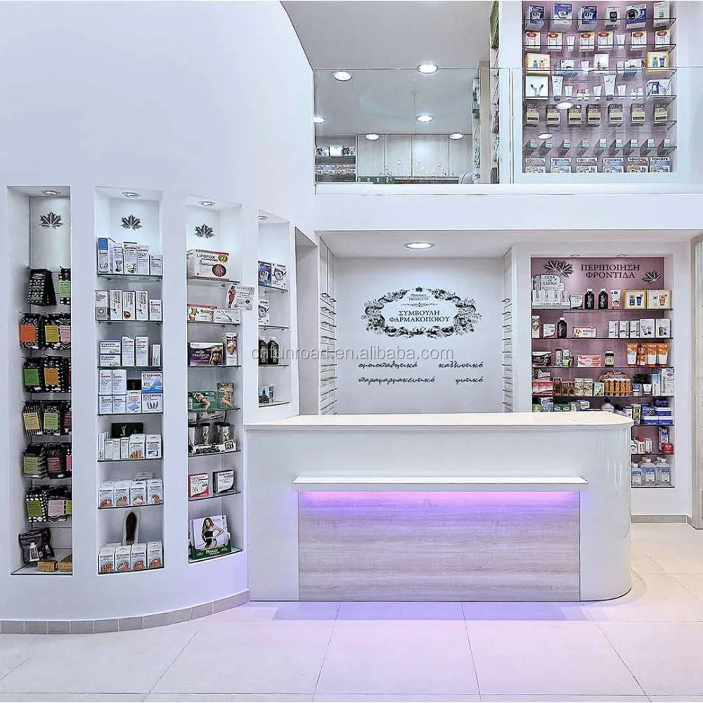 専門工場アメリカのホット販売ファッション店使用薬局木製棚 Buy 使用薬局棚 薬局ストア化粧品棚 医療ディスプレイラック Product On Alibaba Com