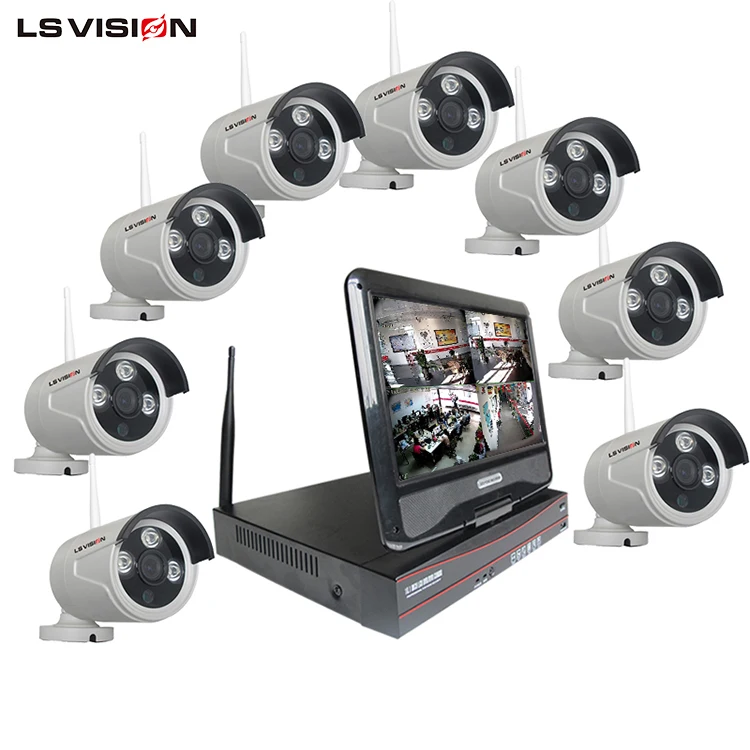 LSVISION 8 Canale 10 Inch LCD Screen 960P Bullet Wifi Camera Outdoor 15M IR Distance Security Surveillance Home Alarm System
