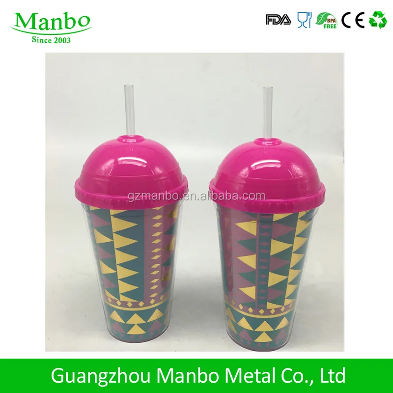 Экологичная пластиковая соломенная чашка без БФА, жесткая пластиковая чашка с крышкой и соломинкой