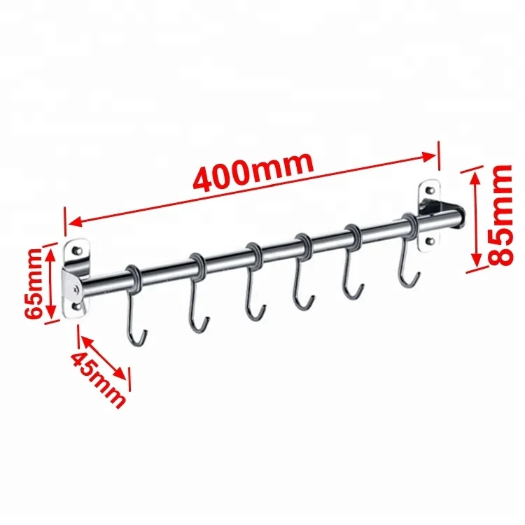 Polished Bar Removable Hanging Hooks Storage Kitchen Spoons Rack Stainless  Steel Storage Holders Racks Wall Mounted Type